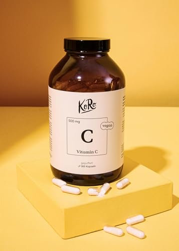 KoRo - Gepuffertes Vitamin C Kapseln 365 Stück- Nahrungsergänzungsmittel - 500 mg Vitamin C pro Kapsel - Pflanzliche Kapselhülle