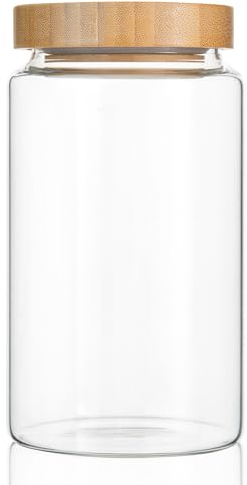 INCETUE 1200ML Glas Vorratsgläser mit Deckel, Vorratsdosen mit Luftdicht Bambusdeckel, Deko Küche Glasbehälter für Müsli, Pasta, Nudeln, Mehl, Kaffeebohnen, Overnight Oats - Groß