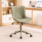 YOUTASTE Adjustable Office Chair, Leather Computer Desk Chair Ergonomic Armless Swivel Chairs with Wheels for Home Office, Modern, Overall Olive