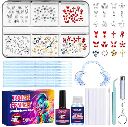 Tpyag Kit de bijoux de tartre dentaire, décoration en cristal pour les dents, ornements brillants et amovibles, bijoux pour dents, convient pour la décoration de fête cosplay