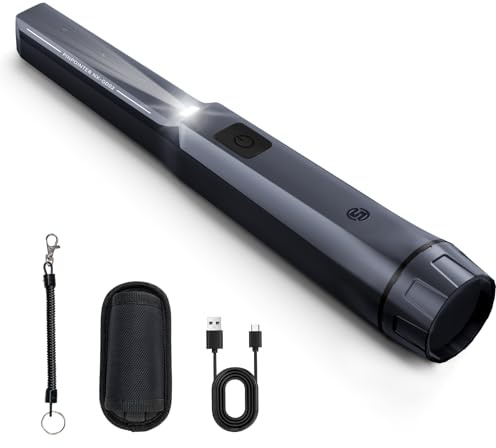 SUNPOW Metal Detector Pinpointer Rechargeable – 800mAh Battery for 15H Use – IP68 Fully Waterproof Handheld Wand – 360° Side-Scan Probe – Treasure Hunting Accessory for Adults & Kids – NXGD02