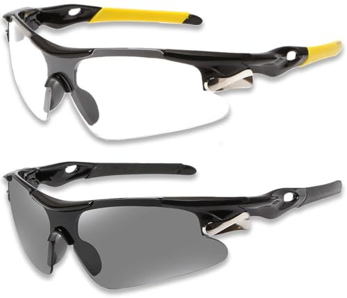 TUBAWD 2 Pcs Cycling Glasses Mens, Cycling Glasses, Running Sun Protection Ski Goggles Outdoor Bicycle Motorbike Driving Fishing Running Fishing Goggles
