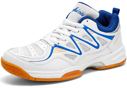 Hiuzylqx Scarpe da Pickleball da Uomo, Scarpe Tennis, Racquetball e Squash, Antiscivolo, Leggere, alla Moda, per campi Interno/Esterno,White Blue,42 EU