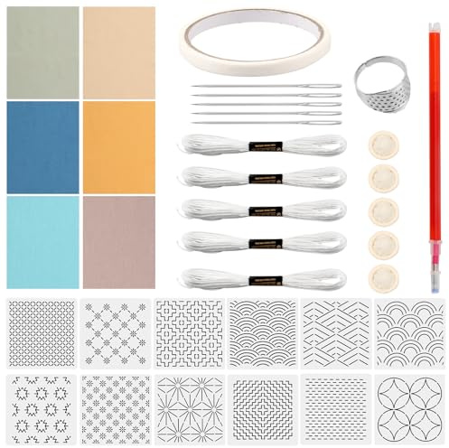 12 plantillas Sashiko Stencil, juego de plantillas de plástico, patrones de bordado para planchar, plantillas de patrón de bordado para los amantes de la costura a mano (B)