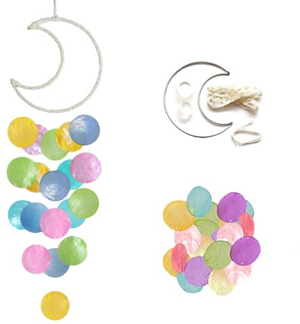 KLINNA 15 x 55 cm, carillón de viento para exterior, hecho a mano en estilo DIY, colgante en la ventana, jardín y balcón, como atrapasueños de cristal de mar, para decoración de terrazas (multicolor)