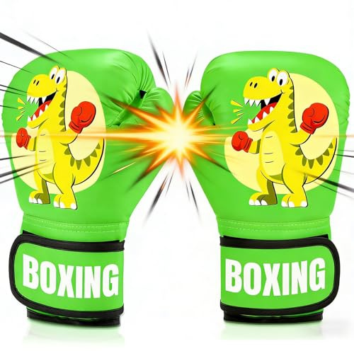 Boxhandschuhe Kinder, Kickbox Handschuhe für Kinder 3-14 Jahre, Boxhandschuhe für Jungen und Mädchen, für Boxsack Sparring Training, Kickboxen, Muay Thai, MMA（Grün）