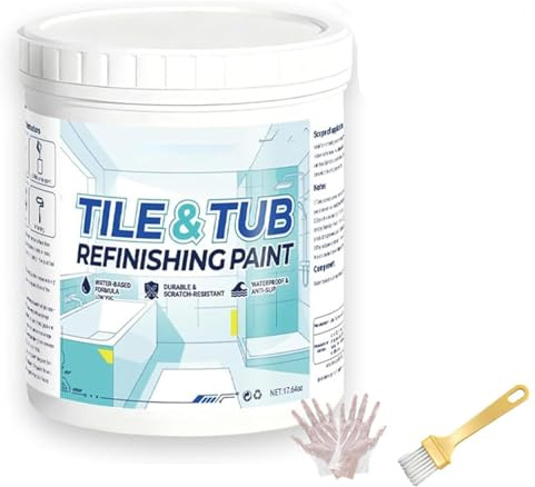 Generico Kit Premium di verniciatura per rifinitura di piastrelle e vasche, kit bianco per rifinitura di vasche e piastrelle con strumenti, vernice per piastrelle in ceramica a base d'acqua