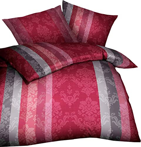Kaeppel Fein Biber Bettwäsche 2 TLG. 135x200cm Over Paisley Burgund Rot Silber Grau