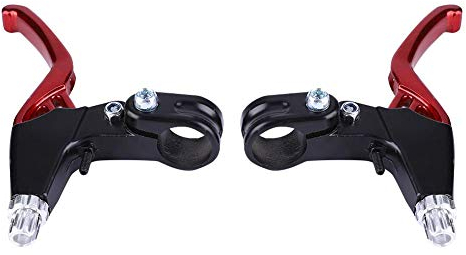 Keenso Fahrrad Bremshebel, 1 Paar Aluminiumlegierung Mountainbike Fahrrad Radfahren Bremse Ebene Griffe Fahrrad Bremshebel Handbremsen für faltbares Fahrrad(Rot)