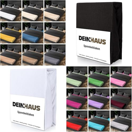 DH DEIN.HAUS Frottee Spannbettlaken 90 x 200 cm – Baumwolle, mit Gummizug, weich & pflegeleicht, Bettlaken – Farbe: schwarz