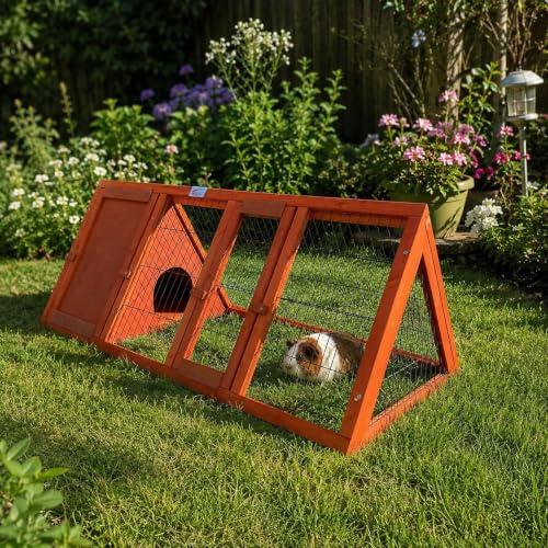 Bunny Business Apex Run with Enclosure Rabbit/Guinea Run Hutch Hutches, 4ft Triangular Runs (RED-HVY)