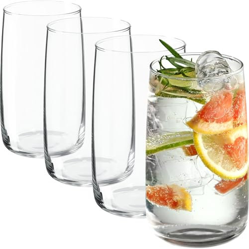 KADAX Lot de 4 verres à cocktail de 480 ml en verre robuste, passent au lave-vaisselle, verres universels pour eau, jus, boissons ou whisky