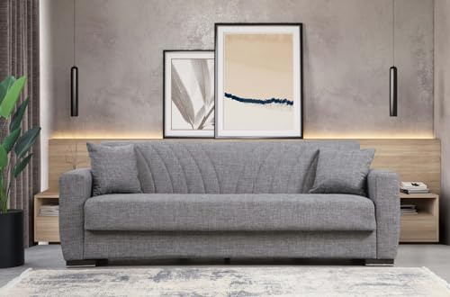 Domo Mea Divano Letto New York 3 Posti Grigio 210x75x80 cm Design Moderno