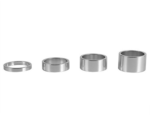 Yosoo Health Gear 4 Colori 4 Pezzi/Set 5 Mm/10 Mm/15 Mm/20 Mm Distanziatore per Serie Sterzo, 4 Pezzi Set di Distanziatori in Lega di Alluminio Bici Stelo Anteriore Forcella Rondella Testa (Silver)