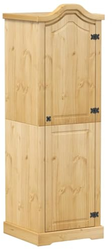 vidaXL Kleiderschrank, Garderobenschrank mit Metallgriff, Holzschrank Schrank für Schlafzimmer, Drehtürenschrank, Massivholz Kiefer