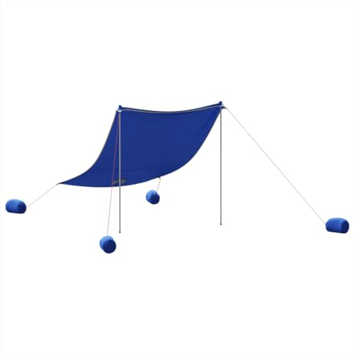vidaXL Toldo de Playa con Anclas de Arena Azul 214x236 cm, Tienda de Playa, Refugio de Playa, Carpa de Playa con Anclaje de Arena, sombrilla de Playa