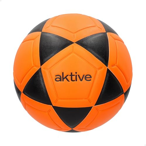 AKTIVE Balón de fútbol Sala PVC, 230-250 Gramos, D18 cm, Talla 3, Color Naranja y Negro, Resistente y Duradero, Óptimo para Entrenamiento al Aire Libre, Deportes, Pelota, Balones Futbol (54202)