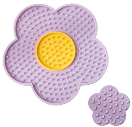 Alfombra para lamer para gatos, alfombra de lamer para perros, cojín para lamer con ventosas | Cojín de silicona para lamer en forma de flor, juguetes para mascotas para mantenerlos ocupados,