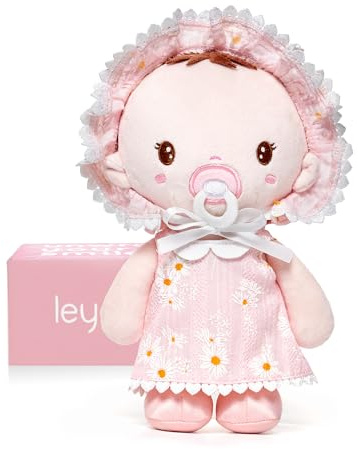LeyaDoll Mjuk tygdocka (23 cm) – födelsedag och dopgåva för flickor – kärleksfull babyleksak 0–3 år – min första skyddsängel baby Daisy