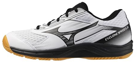 Mizuno Cyclone Speed 5 Junior Volleyball Shoe | Youth Volleyball Footwear | White-Black | US Youth 4