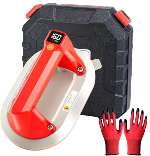 Ventouse électrique 160kg de Puissance d'aspiration,écran LCD,Batterie Interne 1300mAh Compacte et portable,Ventouses pour Carrelage, Verre et Marbre, en Silicone de Haute Qualité