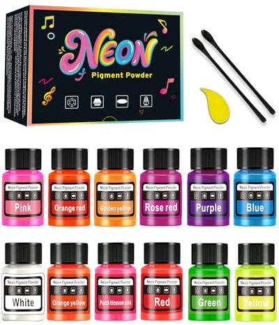Luckymica Polvere di Pigmento Neon – Pigmento fluorescente vibrante per resina epossidica, colorante neon non tossico per nail art, pittura, bombe da bagno, produzione di candele