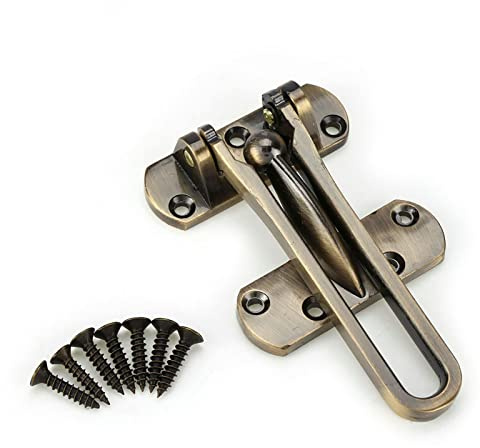 Cerradura de Puerta de Seguridad para El Hogar, Cierre Protector de Pestillo de Aleación de Zinc Cerradura de Puerta Delantera Protector de Puerta con Barra Oscilante (Bronce)