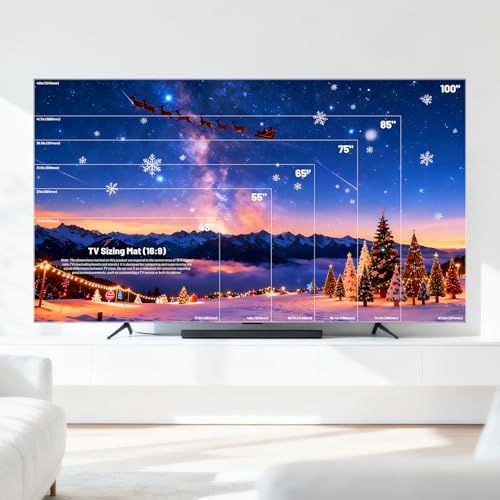 Kyluftee TV Size Template for Wall - 1:1 Scale TV Sizing Chart & Measurement Guide for 43, 55, 65, 75, 85, 100 Inch TVs, Home Theater Planning Tool