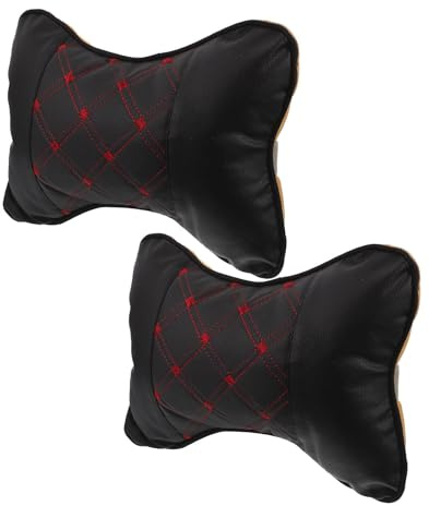 2 Piezas Almohada para Reposacabezas de Coche para Cuello y Cabeza | Pu y Relleno de Pp Algodón, Instalación Sencilla, Uso en Casa y Coche, Estaciones