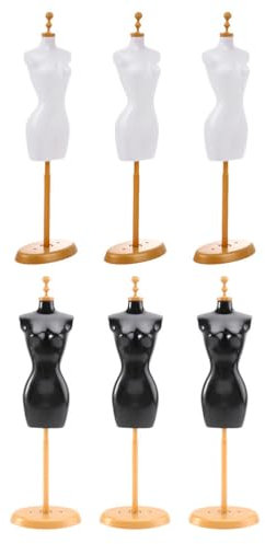 iplusmile Dress Form Mannequin Stand- 15cm Doll Dress Form Display Rack- Doll Dress Clothes Mannequin, Small House Accessory (6pcs)