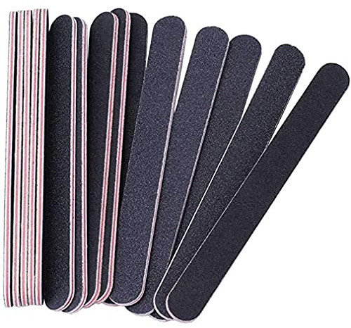 15pcs Nail Files 100/180 grit,Double-Sided Emery Board Professional Nail Styling Tools Nail Trimming Grinding Polishing Shining Fingernail Files Manicure Tools for Home and Salon Use(Black)