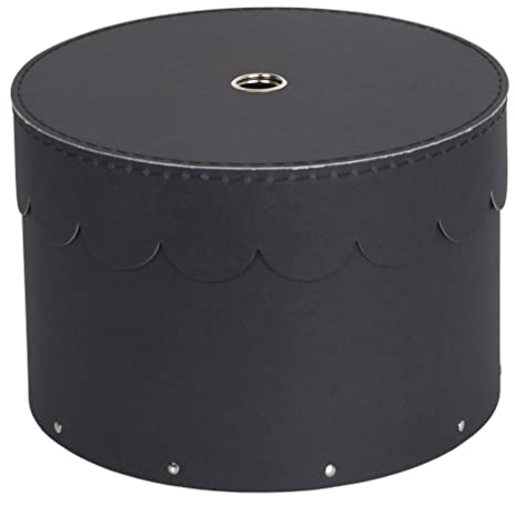 BIGSO WILMA 2er-Set runde Aufbewahrungsbox mit Deckel – Ordnungsbox mit Deckel für Kleidung, Spielzeug usw. – Dekorative runde Box aus Faserplatte und Papier – dunkelgrau
