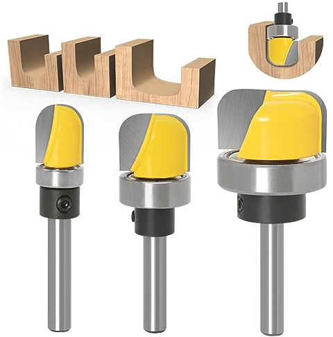 3Pcs 1/4 Shank Bowl and Tray Router Bit,Cove Juice Groove Router Bit Set