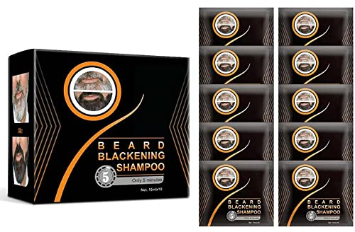 Natural Darkening Beard Blackening Color Shampoo, Beard Coloring for Men Dye Shampoo (1Box/10Pcs)