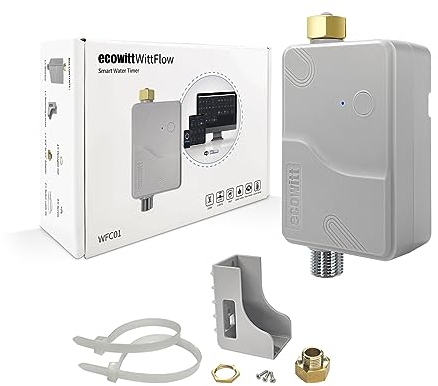 ECOWITT Bewässerungscomputer WFC01 Einheit, Automatische Garten Bewässerungssystem mit APP, Gartenbewässerung mit Wifi Gateway, IP66 Wasserdichte Steuerung Bewässerungsuhr, Landwirtschaft Wasser Timer