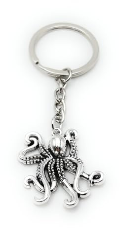 H-Customs Krake Octopus Tintenfisch Schlüsselanhänger Anhänger aus Metall Silber