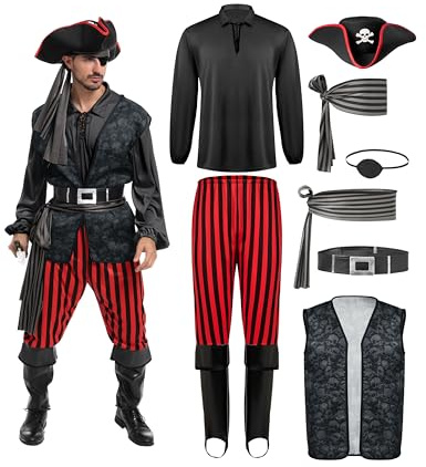 Spooktacular Creations Dunkles Piratenkostüm für Erwachsene für Halloween, Kostümparty, Süßes oder Saures, Cosplay-Party
