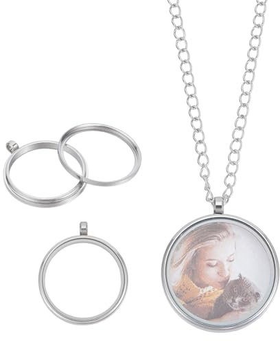 UNICRAFTALE 2 Stück Memory Medaillon Anhänger 34mm flache Runde Schwimmende Medaillon Anhänger Edelstahl Hochzeitsstrauß Anhänger Mit Glasfoto Anhängern Für Die Herstellung von Halsketten Schmuck