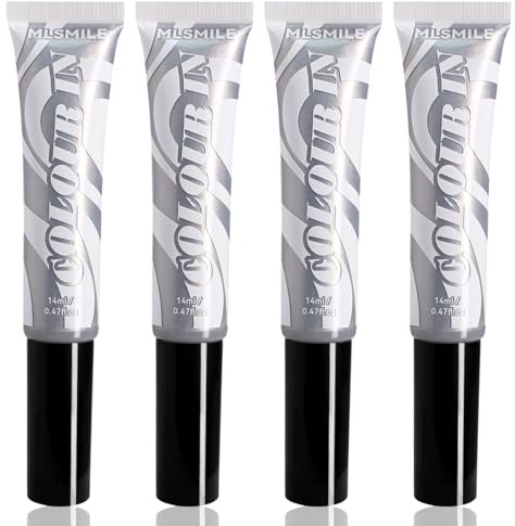 SNONESIY 4Pcs Haarfarbe Grau Silber Unisex für Alle Haartypen (14ml) - Chemikalienfrei, Ammoniakfrei, Bedeckt Graue Haare und Sanftes Färben, Silbergrau