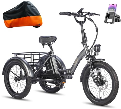 Fafrees Triciclo Elettrico per Adulti, Bici Elettrica Pieghevole a 3 Ruote, Batteria Rimovibile da 48V 18,2Ah, Autonomia 70 km, Pneumatici Larghi da 20 * 3,0 POLLICI, F20 Mate Ebike (Nero)