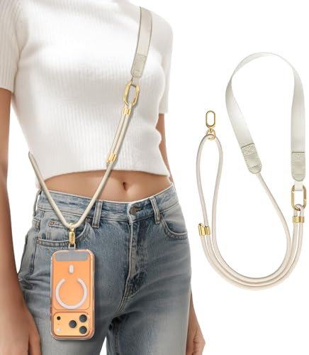 Niunisi Phone Lanyard Crossbody with Phone Tabs, Adjustable Cellphone Lanyard with Skin-Friendly Neckband and Metal Carabiner, Stone