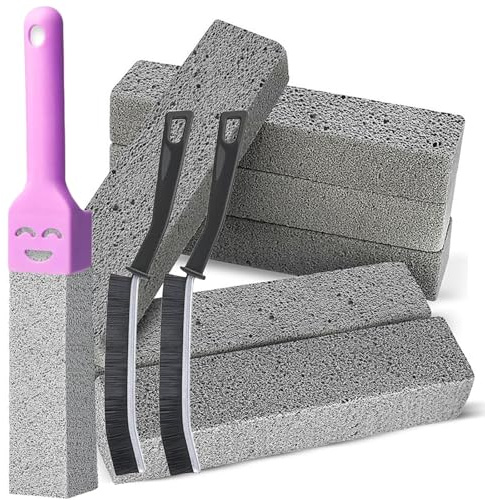 6 Pcs Pumice Stone for Toilet + 2 Gap Brushes, Remove Hard Water Rings