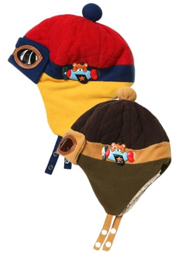 JEWEDECO Pilotenmütze 2 Stück Winter Verdickt Baumwolle Warmes Kinderzubehör für Jungen und Mädchen mit Fleecefutter und Winterparty Geeignet