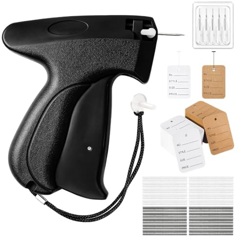 Pistolet Etiqueteuse Textile, 2000 Fils Paddle + 300 Étiquette de Prix | Étiqueteuse Vêtement avec 5 Aiguilles de Rechange, Machine à Coudre à Main Portable pour Marque Chapeaux Chaussettes