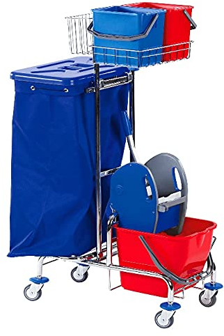1a Profiline Gerätewagen V.1 mit Ein-Eimer-Wischeinheit Reinigungswagen Putzwagen Abfallsammler Müllsackständer