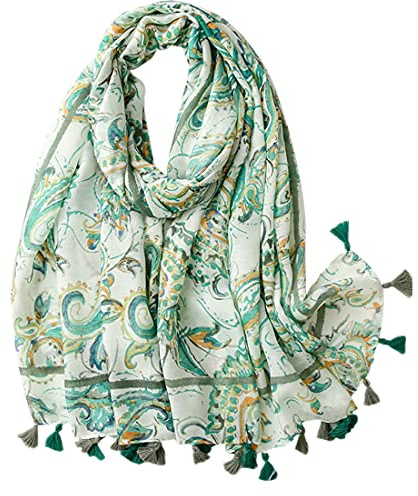 FAIRYGATE Ladies Scarf Scarves for Women UK Sale Stole Tassel Scarfs Unique Elegant Wraps and Shawls Green 52007