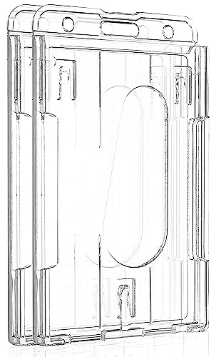 Uniclife Ausweishülle Vertikale 2-Karten-Ausweishalter mit Daumenschlitz harte transparente PC kartenhülle scheckkartenhülle für Büro Schule IDs Kreditkarten Führerscheine und Pässe, 2 Pack