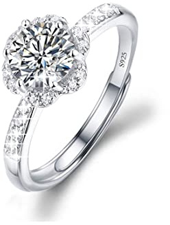 Luckimoli Moissanite Adjustable Engagement Ring, Promise Eternity Ring for Women,Wedding Rings,Jewelry Gift,Friendship Promise Fashion Jewelry Valentine Gifts for Women
