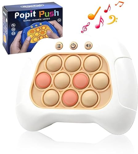 Quick Push Burbujas Consola, Botón Puzzle Pop Light Up, Descompresión Rompecabezas Máquina, Sensory Fidget Juguetes para Autismo, Coordinación Mano-Ojo (Blanco)