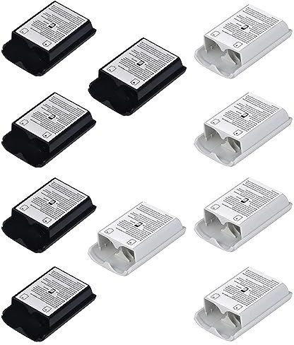 Peixiong 10 Pcs Battery Pack Cover for Xbox360 Wireless Controller, Replacement Battery Pack Cover Shell Case (5×Black, 5×White)